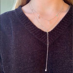 silver drop diamond necklace